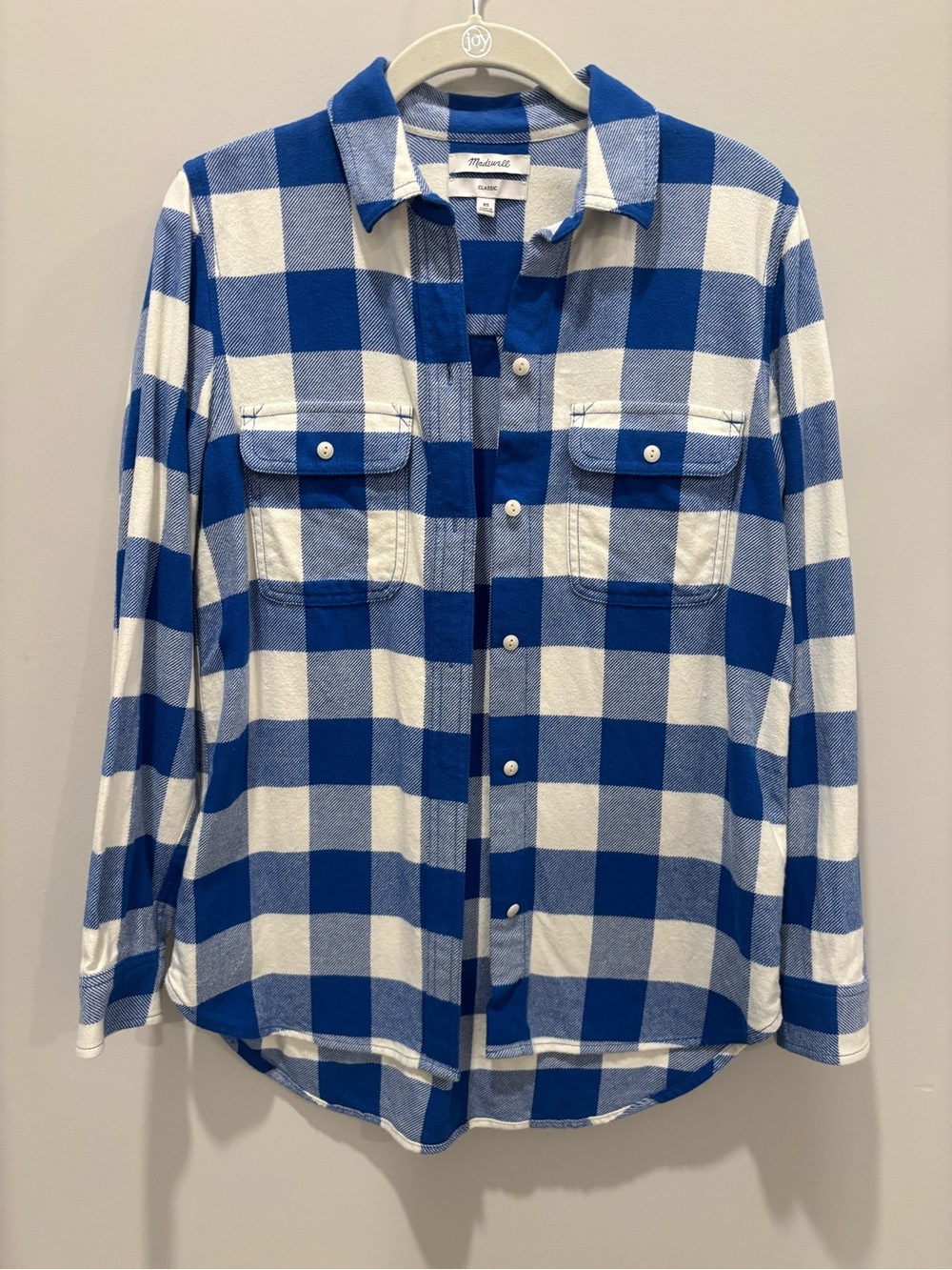 Madewell Classic Flannel Blue and White Buffalo Check Button-Up Shirt